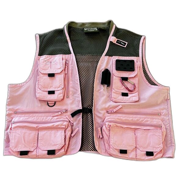 Sportsman’s Warehouse Outfitter Tactical Fishing Cargo Vest Pink Mesh XL Nylon - Picture 1 of 7